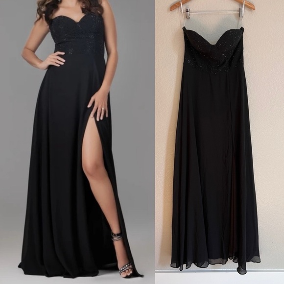 Lulus Dresses & Skirts - NWOT Remember This Moment Black Rhinestone Strapless Maxi Dress